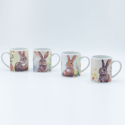 Jakość 330 ml Fabryka Kubek Wielkanocny Ceramic Domyślny Dekal wypalony dla pamiętnych paschalnych naczyń do kolacji fabryka