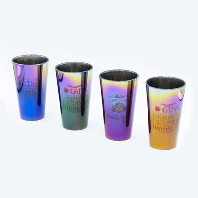 Quality Customizable Thanksgiving Mug Set Bulk Gradient Electroplating Decal Fired Design In Glass factory