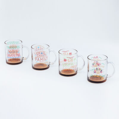 Qualità Tazze da caffè in vetro personalizzabili per il Ringraziamento, decalcomania con design cotto per celebrazioni festive Fabbrica