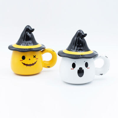 Qualität Anpassbare OEM / ODM Designs Keramik Halloween Kaffeetasse mit Deckel für Geschenkläden Fabrik