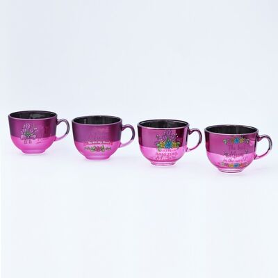 Qualität Magenta Electroplated Mother's Day Glass Mug Collection Fabrik